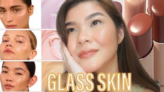 NEW FACE GLASS  LIP TREAT BY SUNNIES FACE REVIEW  Swatches Complete  Glass Skin Makeup [upl. by Colis480]