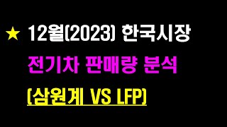 ★12월한국시장 전기차 판매량 분석2023 ㅣ 포스코 에코프로 엘앤에프LFP [upl. by Boylston]