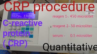 crp test biochemistry  erba chem 5 V2 plus  CRP test in hindi [upl. by Edlihtam]