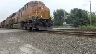 BNSF Train Race with 70 MPH BNSF 8027 amp BNSF 5470 on BNSF Emporia Sub Belle PlaineKS 7102015 [upl. by Cissie]