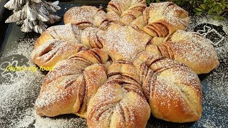 Christmas Star Bread  How to Make Nutella Star Bread [upl. by Ainavi]