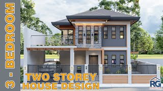 3Bedroom Two Storey House Design 80 x 80 m with floor plan [upl. by Raybin440]