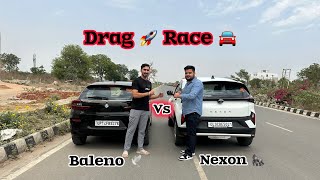 Baleno vs nexon drag race 🚀🚗  88 bhp vs 118 bhp  who will win  😨 dragrace nexon baleno [upl. by Bortz]