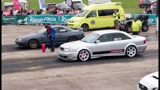 94 Audi S4 Quattro 22T 20v vs Nissan Skyline GTR R32 RB26 14 mile drag race [upl. by Alex]