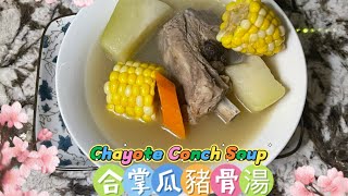 合掌瓜響螺豬骨湯Chayote Conch soup 潤肺止咳，滋陰補腎湯水🥣 [upl. by Anilas]