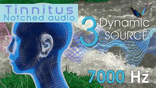 Tinnitus Sound Therapy Natural 7000 Hz Notched Audio with 3 Dynamic Sound Sources [upl. by Nodnarb852]