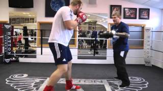 Nathan Gorman pad work with Ricky Hatton [upl. by Enajharas]