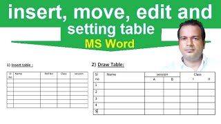 How to insert move and edit table in MS Word  Insert table and draw table [upl. by Almira]