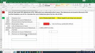 Cost of Redeemable Debt Repaid in one lump sum amount Alternative Formula 1 [upl. by Alis267]