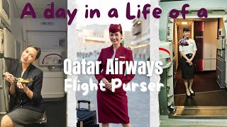 A day in a life of a Qatar Airways Purser  Filipino Flight Attendant [upl. by Halullat]