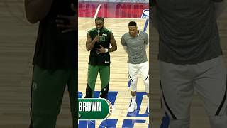 Russell Westbrook amp Jaylen Brown address the crowd in Abu Dhabi 🗣️ NBAinAbuDhabi  Shorts [upl. by Menell]