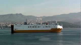 Grimaldi Lines cargo ship Grande Scandinavia entering Izmir on 5 May 2012 at 0820 [upl. by Karilynn]