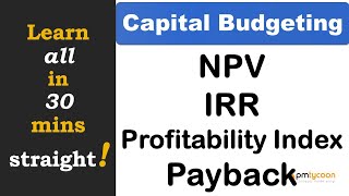 Capital Budgeting Techniques in English  NPV IRR  Payback Period and PI accounting [upl. by Uphemia]