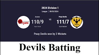 Pway Devils vs Aryans NJSBCL 2024 15th Cricket Game Div 1 Part  2 [upl. by Roarke]