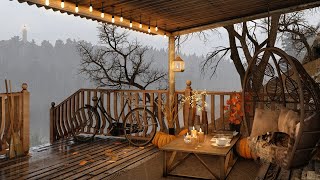 Cozy Porch in Late Autumn Ambience with 8 hours Relaxing Rain Sounds for Sleeping or Studying [upl. by Aihpos]