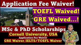 NO IELTSTOEFL NO GRE Application Fee Waived Graduate Scholarships at Cornell University USA [upl. by Merkley]