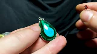 Pendentif chrysocolle malachite et argent 925  pièce unique [upl. by Nettie]