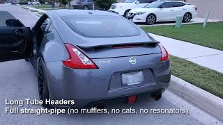 370z EXHAUST COMPARISON stock no muffler straightpipe [upl. by Nosnaj]