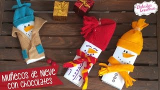 Muñecos de Nieve con Chocolates muy Navideños  Chuladas Creativas [upl. by Eilyak]