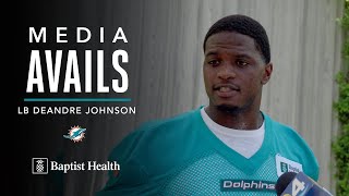 DEANDRE JOHNSON MEETS WITH THE MEDIA  ROOKIE MINICAMP  MIAMI DOLPHINS [upl. by Nguyen]