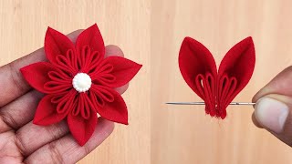 DIY How to make an adorable fabric flower  in just 4 minutes  kapde ka phool banana [upl. by Spearman785]