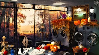 Rainy Autumn Laundromat Ambience ASMR 🍂🧺 Relaxing Rain amp Cozy Laundry Sounds For Sleep Relaxation [upl. by Ellicul]