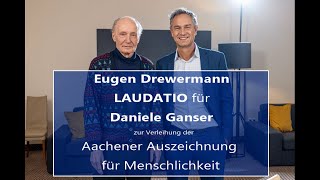 Eugen Drewermann Laudatio auf Daniele Ganser Verleihung Aachener Auszeichnung für Menschlichkeit [upl. by Acissey]