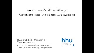 Statistik 2 52 Gemeinsame Verteilung diskreter Zufallsvariablen [upl. by Tony]