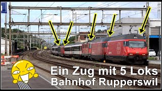 Ein Zug mit 5 Loks  Bahnhof Rupperswil [upl. by Dnalyr]