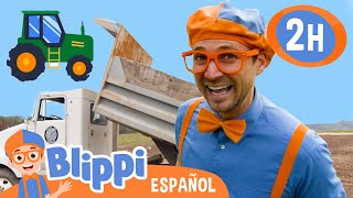 Blippi con el tractor y el camión de volteo  Moonbug Kids Parque de Juegos [upl. by Eneroc]