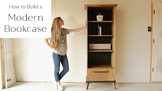 How to Build a Modern Bookcase CabinetWITH STORAGE DRAWER [upl. by Yahiya]