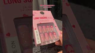 The cutest Long square gloss press on nail set ever🎀💕 From primarkbeauty primark nails [upl. by Yeldud940]