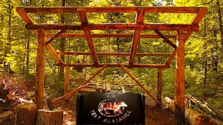 Bushcraft Super Shelter Style Wood Shed  Deer Meat for Dinner BBQ [upl. by Are]