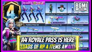 NEW ROYAL PASS IN BGMI  A4 ROYAL PASS IS HERE  1 TO 100 REWARDS AND UPGRADABLE GUN SKIN  BGMI [upl. by Barry]