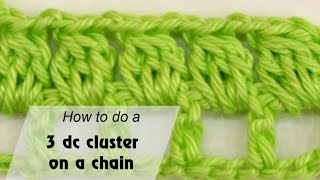 How to crochet a 3 dc cluster on a chain  Crochet for beginners [upl. by Ttelrahc613]