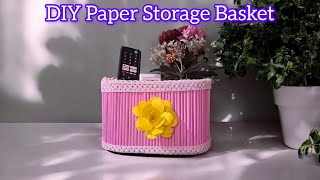 No Clay  No Mdf Storage Basket  DIY Newspaper Basket diy craft papercraft [upl. by Assirolc146]