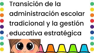 Transición de la administración escolar tradicional y la gestión educativa estratégica [upl. by Adelia]