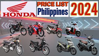 Honda Motorcycles Price List in Philippines 2024 [upl. by Kerry]