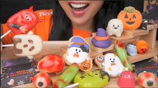 LUKCHUP THAI DESSERT  HALLOWEEN CANDY ASMR EATING SOUNDS LIGHT WHISPERS  SASASMR [upl. by Lissy109]