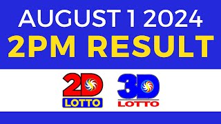 2pm Lotto Result Today August 1 2024  PCSO Swertres Ez2 [upl. by Lurleen]