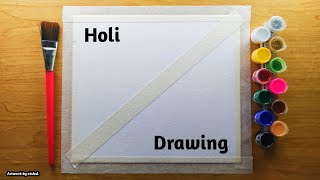 Holi Special Drawing 2024 easy watercolor painting for beginners step by step tutorial [upl. by Launcelot]