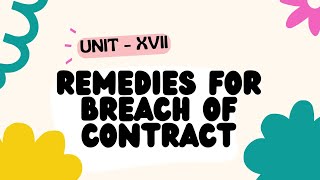 Remedies for breach of contract Law of Contracts Explanation in Tamil lawstudents lawsyllabus [upl. by Hugibert]