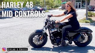 Harley Sportster 48 Mid Controls Install  Ride to Bike Shed in LA [upl. by Ezeerb]