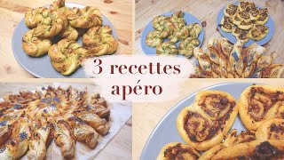 3 RECETTES APERO facile avec de la pâte feuilletée [upl. by Gertie]