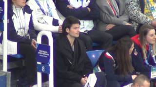 Sochi 2014 Stéphane Lambiel during VolosozharTrankov FS 00676 [upl. by Eusassilem]