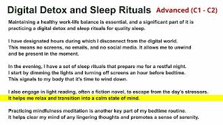 15 Digital Detox and Sleep Rituals Advanced C1C2  English Reading Practice [upl. by Polard]