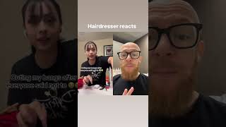 Hairdresser reacts to a DIY bang cut [upl. by Brad]