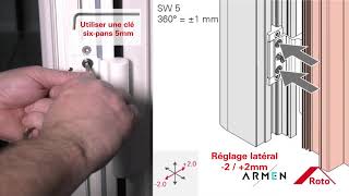 ARMEN Reglage des paumelles de portes dentrée PVC [upl. by Enelhtak409]