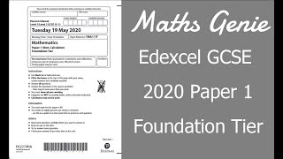 Edexcel GCSE Maths 2020 Foundation Exam Paper 1 Walkthrough [upl. by Oinesra]