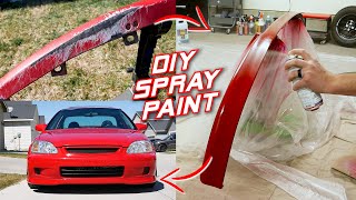 Spray Painting a Bumper LIP for Under 100 with PRO Results  Honda Civic Project [upl. by Yliak]